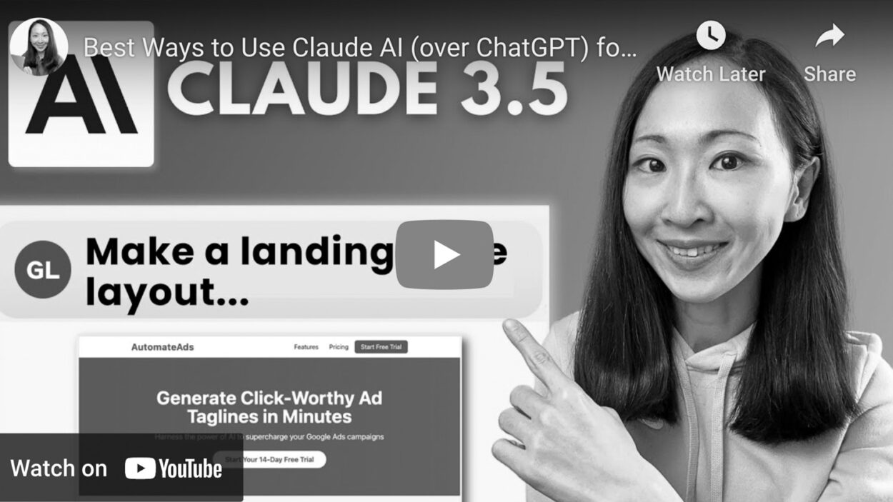 YouTube video screenshot: Best Ways to Use Claude AI (over ChatGPT) for Digital Marketing.