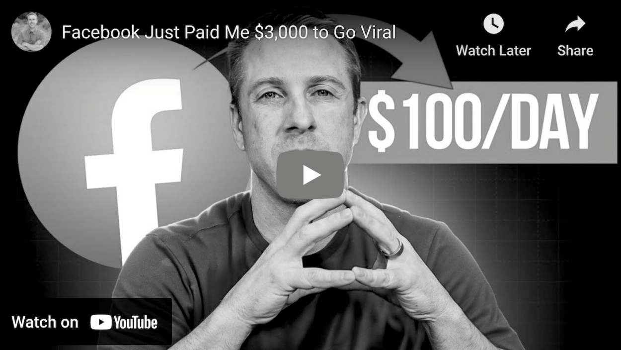 YouTube video thumbnail of Spencer Haws making $100/day on Facebook.